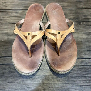 UGG Australia ANNICE Beige Leather Flip Flop Sandals 1016801  Size 10